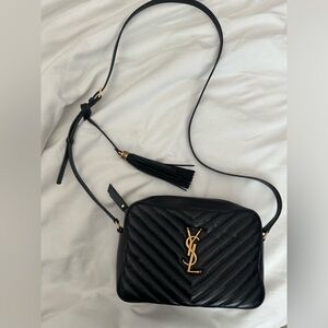Saint Laurent Lou Medium YSL Camera Bag with Pocket in Quilted Leather